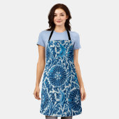  blauw sierbloempatroon schort (Gedragen)