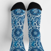  blauw sierbloempatroon sokken (Top)