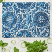  blauw sierbloempatroon theedoek (Gevouwen)