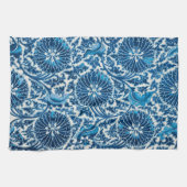  blauw sierbloempatroon theedoek (Horizontaal)