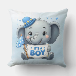 Blauw Sierkussen met olifant