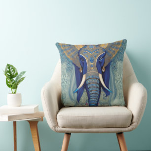 Blauw Sierkussen met olifant