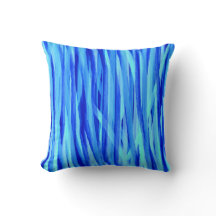 Blauw Sierkussen met strepen voor Waterverf