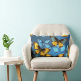 Blauw Sierkussen met Vlinders Kussen