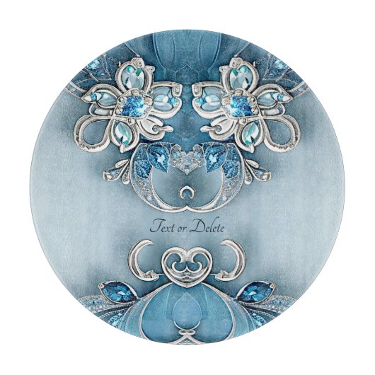 Blauw Sierlijk Bloemen Snijplank (Voorkant)