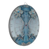 Blauw Sierlijk Bloemendartbord Dartbord (Voorkant Links)