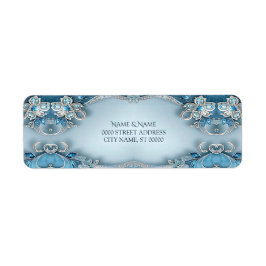 Blauw Sierlijk Bloemendecor Retouradreslabel Etiket