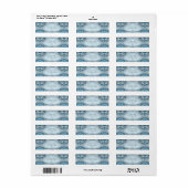 Blauw Sierlijk Bloemendecor Retouradreslabel Etiket (Full Sheet)