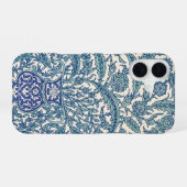 Blauw Sierlijk Bloemmotief Arabisch Patroon iPhone 16 Hoesje (Achterkant horizontaal)