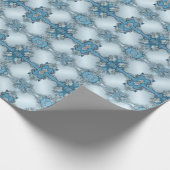 Blauw Sierlijk Bloemmotief Inpakpapier (Hoek)