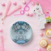 Blauw Sierlijk Bloemmotief Papieren Kommen (Feest)