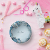 Blauw Sierlijk Bloemmotief Papieren Kommen (Feest)