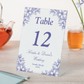 Blauw Sierlijk Bloemstuk Bruiloft Reclamebord Met Voetstuk (Insitu)