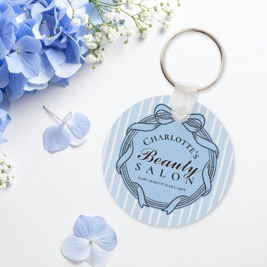 Blauw Sierlijk Boog Frame Schoonheidssalon Sleutel Sleutelhanger