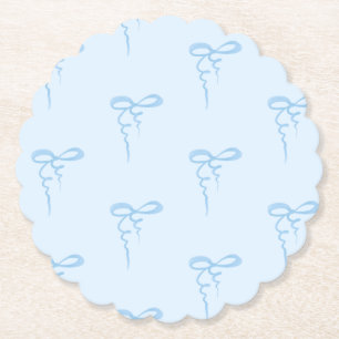 Blauw sierlijk boogpatroon jongen baby shower kartonnen onderzetters