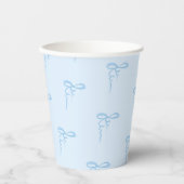 Blauw sierlijk boogpatroon jongen baby shower papieren bekers (Voorkant)