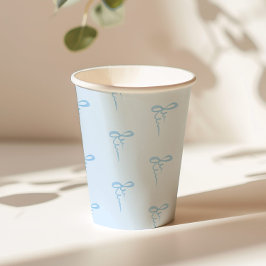 Blauw sierlijk boogpatroon jongen baby shower papieren bekers