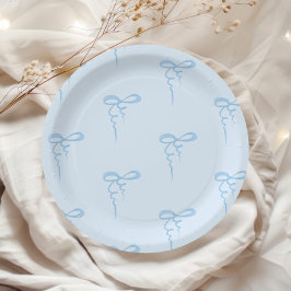Blauw sierlijk boogpatroon jongen baby shower papieren bordje