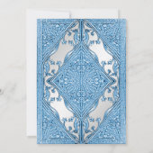 Blauw sierlijk Lijst bruiloft uitnodiging (Achterkant)