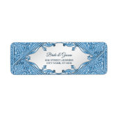 Blauw Sierlijst Retouradreslabel Etiket (Voorkant)