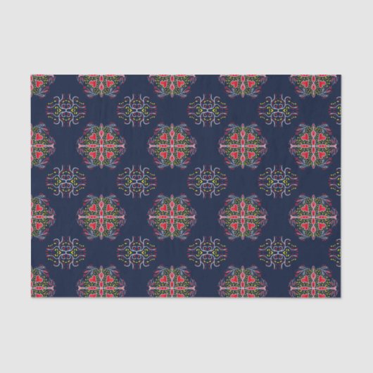 Blauw sierpatroon tissuepapier (Voorkant)