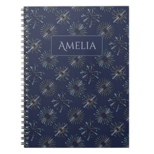 Blauw Siervuurwerkpatroon Persoonlijke Elegante Notitieboek