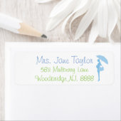 Blauw Silhouet Baby shower Adresetiketten Etiket (Insitu)