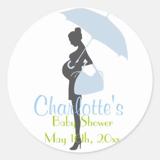 Blauw Silhouet Baby shower Stickers (Voorkant)