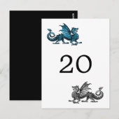 Blauw Silver Dragon Table Number Briefkaart (Voorkant / Achterkant)
