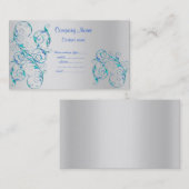 BLAUW/SILVER FLOURISH MODERN VISITEKAARTJE (Voorkant / Achterkant)
