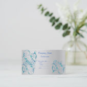 BLAUW/SILVER FLOURISH MODERN VISITEKAARTJE (Staand voorkant)