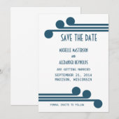 Blauw Simple Deco Chic Save the Date Uitnodiging (Voorkant / Achterkant)