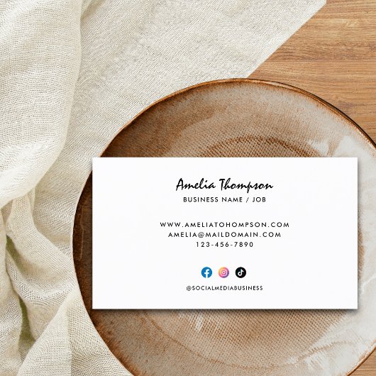 Blauw Sinaasappel Abstracte golvende lijnen Boho G Visitekaartje