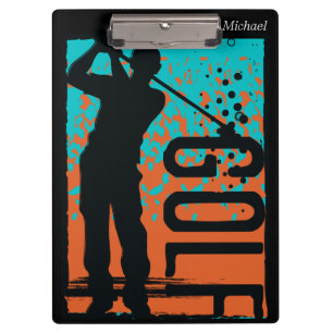 Blauw Sinaasappel Abstracte kunst Golf Klembord