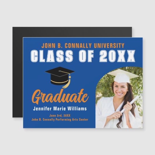 Blauw Sinaasappel Afstuderen Foto Afstuderen Magne (Voorkant / Achterkant)