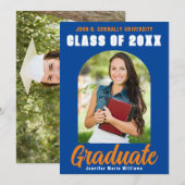 Blauw Sinaasappel Afstuderen Foto modern gebold Af Aankondiging (Voorkant / Achterkant)