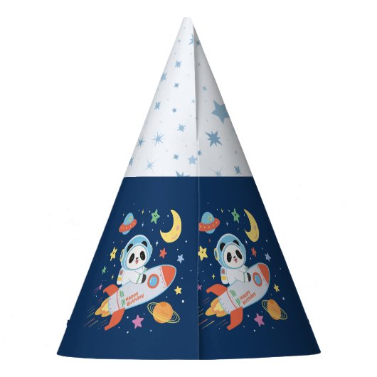 blauw-sinaasappel Astronaut Panda – Ruimte Thema v Feesthoedjes (Achterkant)