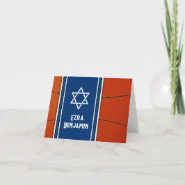 Blauw Sinaasappel Basketbal Bar Mitzvah Dank u Bedankkaart