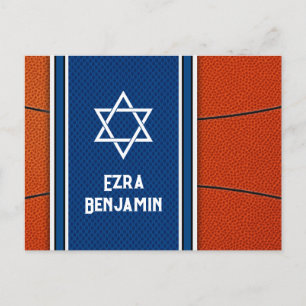Blauw Sinaasappel Basketbal Bar Mitzvah Dank u Briefkaart