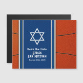 Blauw Sinaasappel Basketbal Bar Mitzvah Opslagdatu (Voorkant / Achterkant)