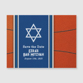 Blauw Sinaasappel Basketbal Bar Mitzvah Opslagdatu (Voorkant)