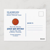 Blauw Sinaasappel Basketbal Bar Mitzvah Save the D Briefkaart (Achterkant)