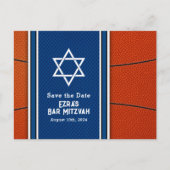 Blauw Sinaasappel Basketbal Bar Mitzvah Save the D Briefkaart (Voorkant)