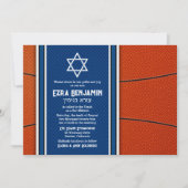 Blauw Sinaasappel Basketbal Bar Mitzvah Uitnodigin Kaart (Voorkant)
