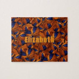 Blauw sinaasappel basketbal meisjes jongens team k legpuzzel