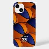 blauw sinaasappel basketbal team kleuren meisjes j Case-Mate iPhone case (Achterkant)