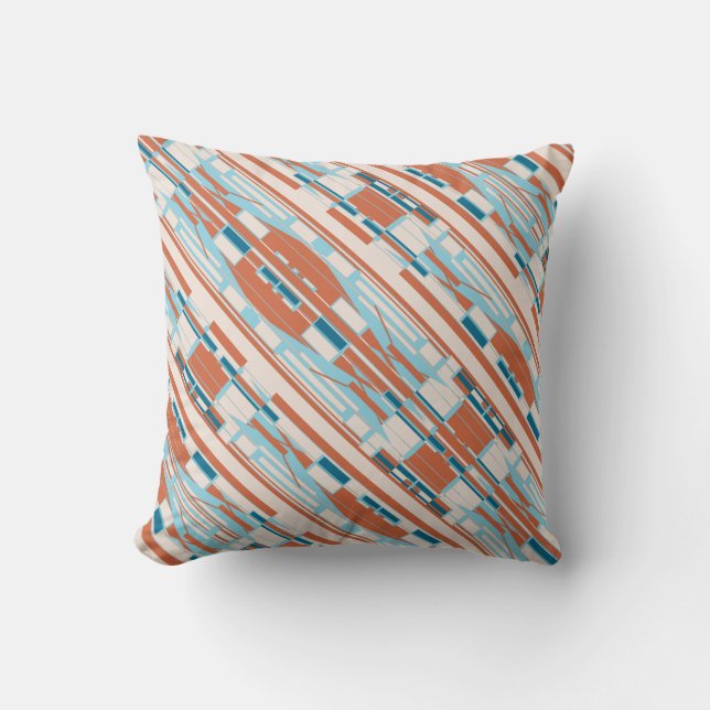 Blauw Sinaasappel beige zuidwesten look schuine mo Kussen (Voorkant)