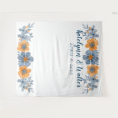 Blauw & Sinaasappel Bloem Bruiloft Fotocabine Acht Wandkleed (Voorkant (horizontaal))