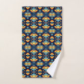 Blauw sinaasappel bloemen Art Deco Bad Handdoek (Handdoek)