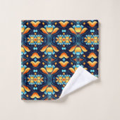 Blauw sinaasappel bloemen Art Deco Bad Handdoek (Wasdoekje)